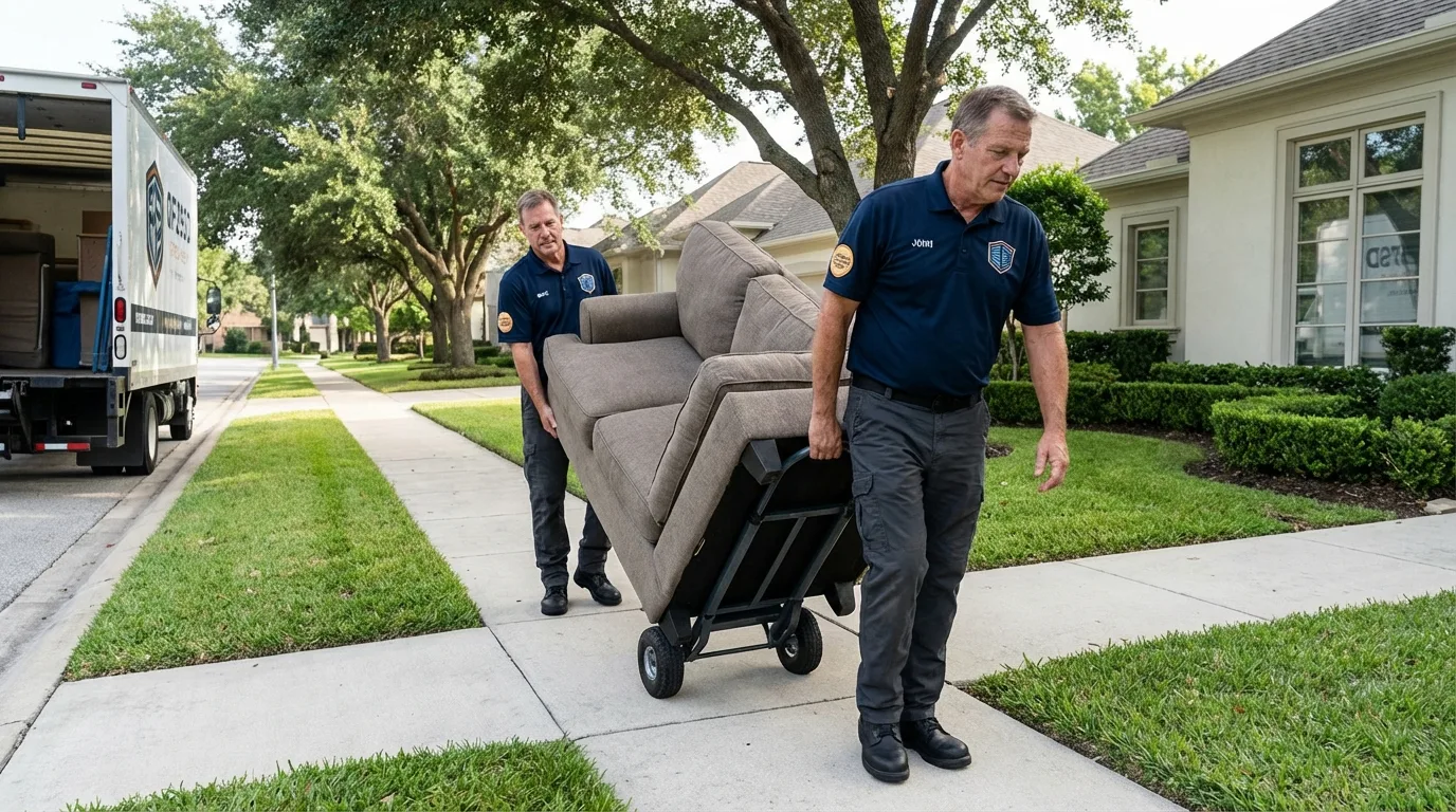 Local residential moving crew loading furniture in Waterford, CA